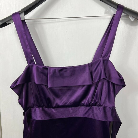 The Limited Plum Satin Ruffle Tank Top – Peplum Style with Waist Tie, Size Large - Picture 3 of 8